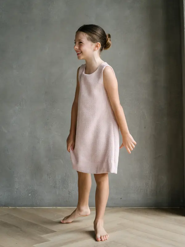 Textured blush pink A-line dress — Teter Warm DF65 Australia