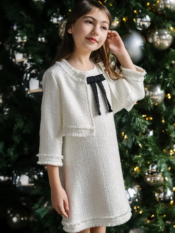 Cream tweed dress — Teter Warm AF67 Australia