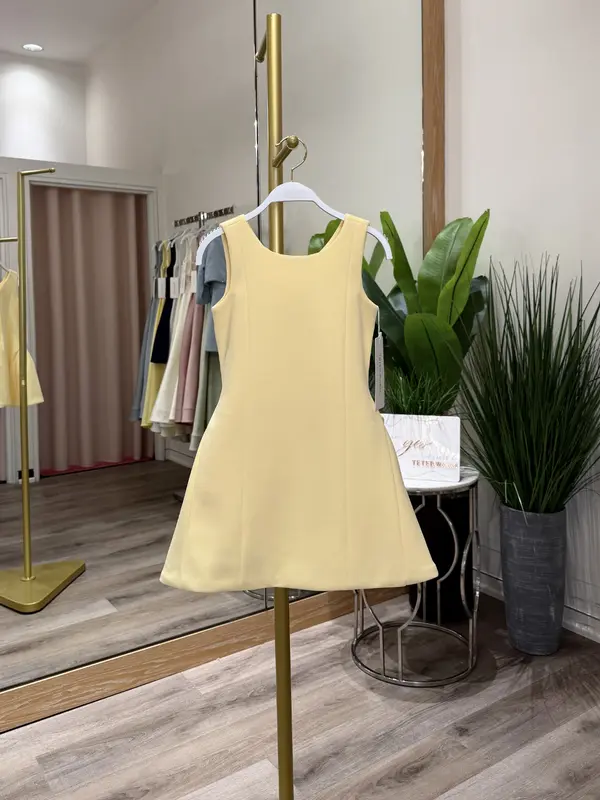 Light yellow sleeveless party dress — Teter Warm J43Y Australia