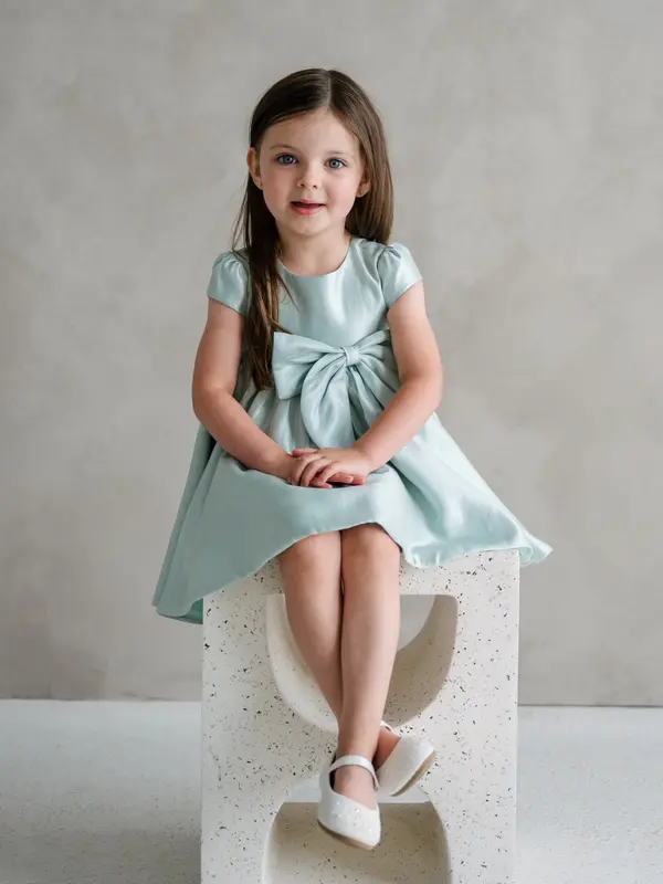 Tiffany blue baby girl bow-front dress — Teter Warm CB51 Australia