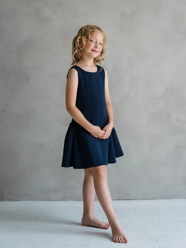 Flared skirt dark blue girls dress — Teter Warm JS43 Australia